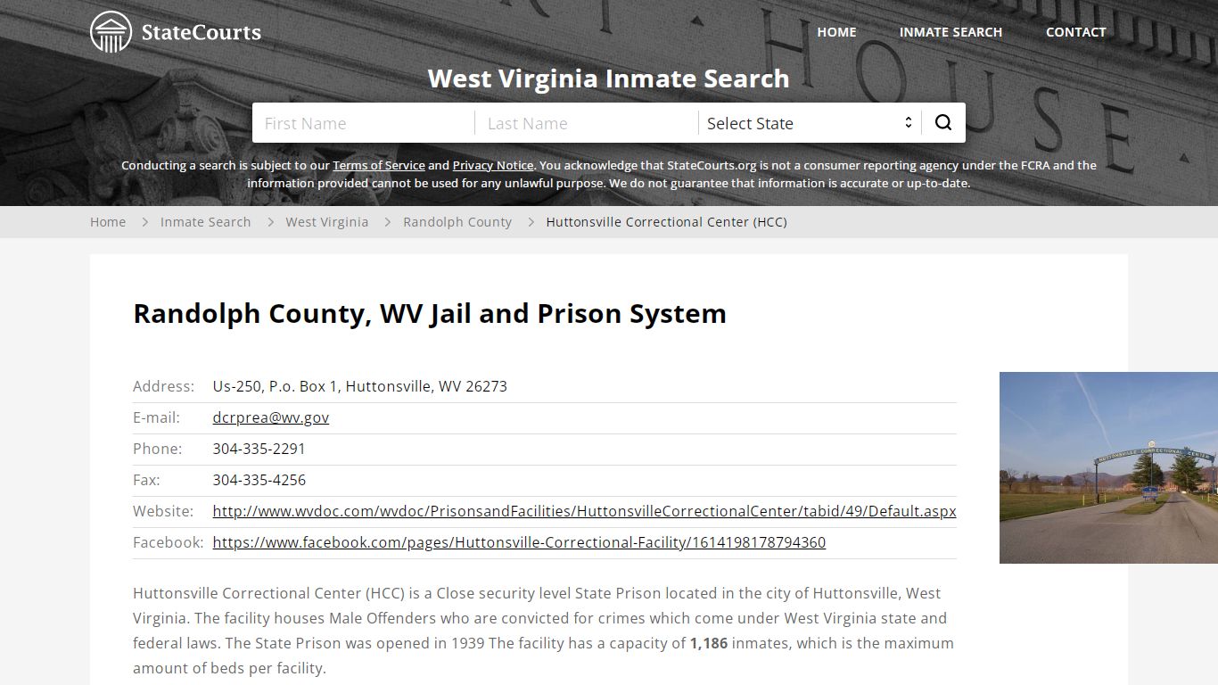 Huttonsville Correctional Center (HCC) Inmate Records ...