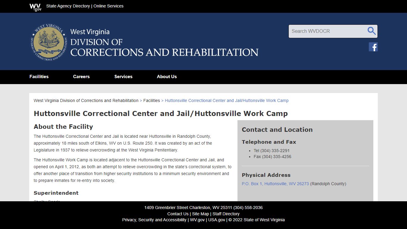 Huttonsville Correctional Center and Jail/Huttonsville ...